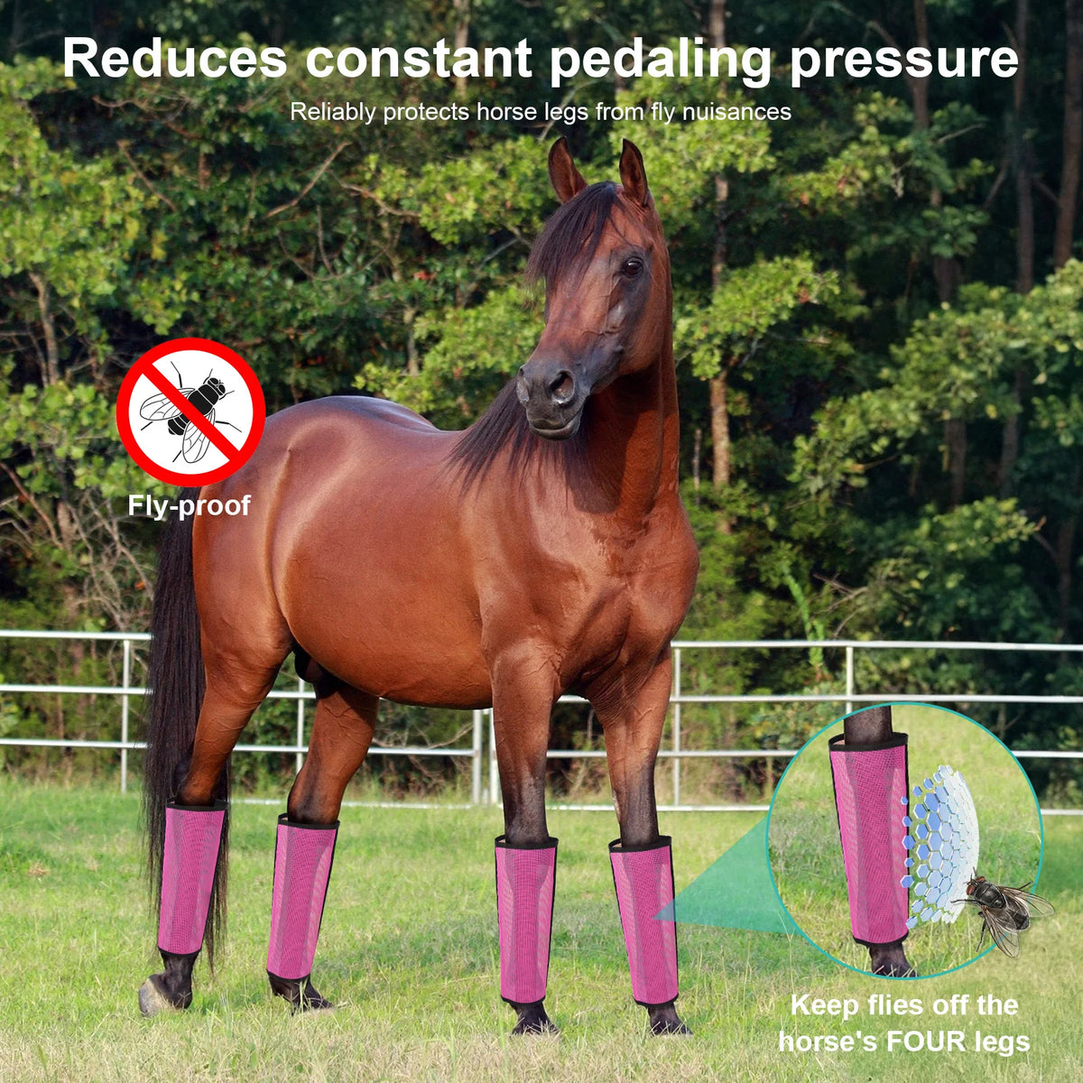 Set of 4 Horse Foot Protective Cover Protective Horse Leg Wraps Mesh Fly Boots for Horse for Preventing Flies Mosquitoes Bite