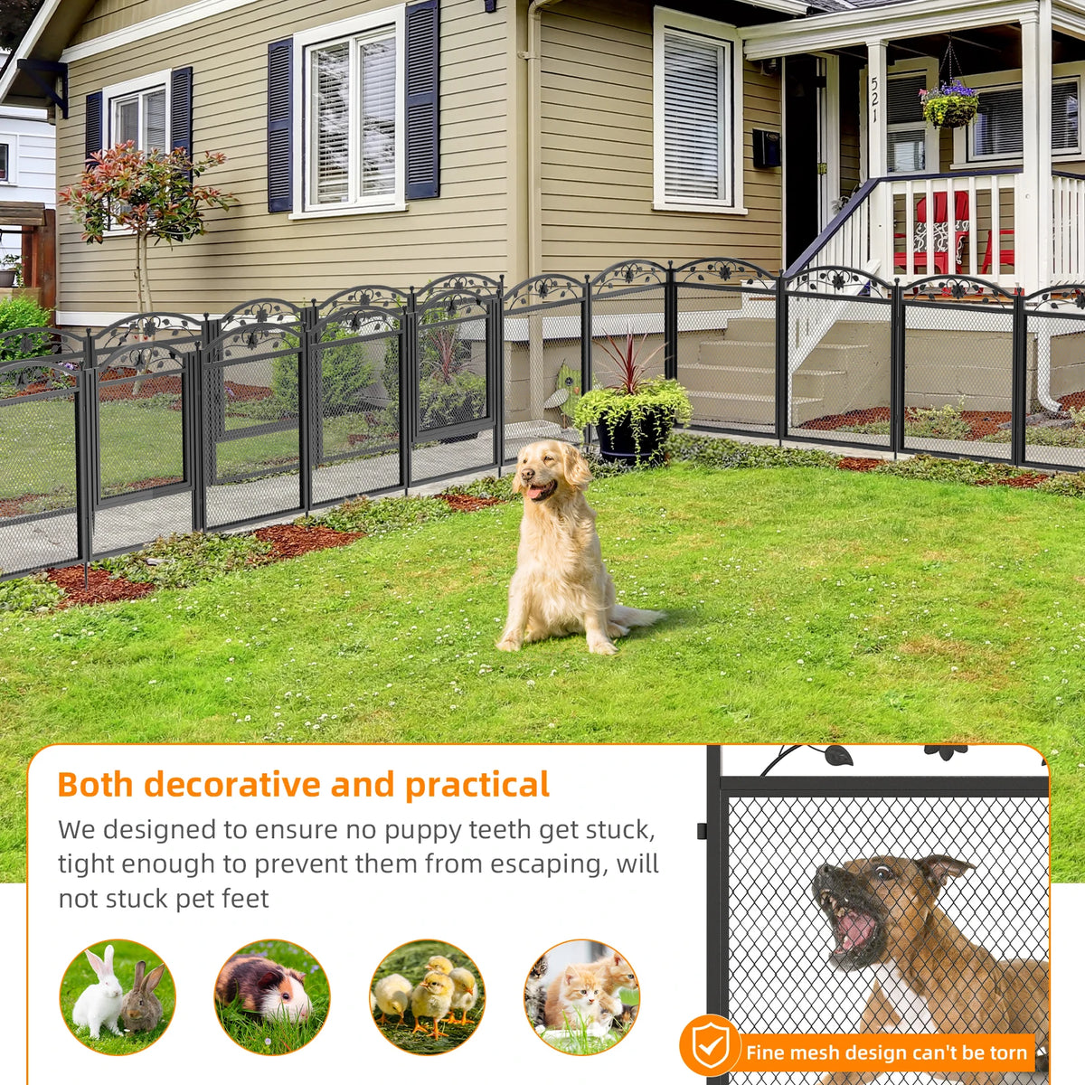 8 Panels Heavy Duty Metal Dog Playpen Whelping Fence,Multifunal Outdoor Indoor Puppy Training Fence with Waterproof Floor Pad
