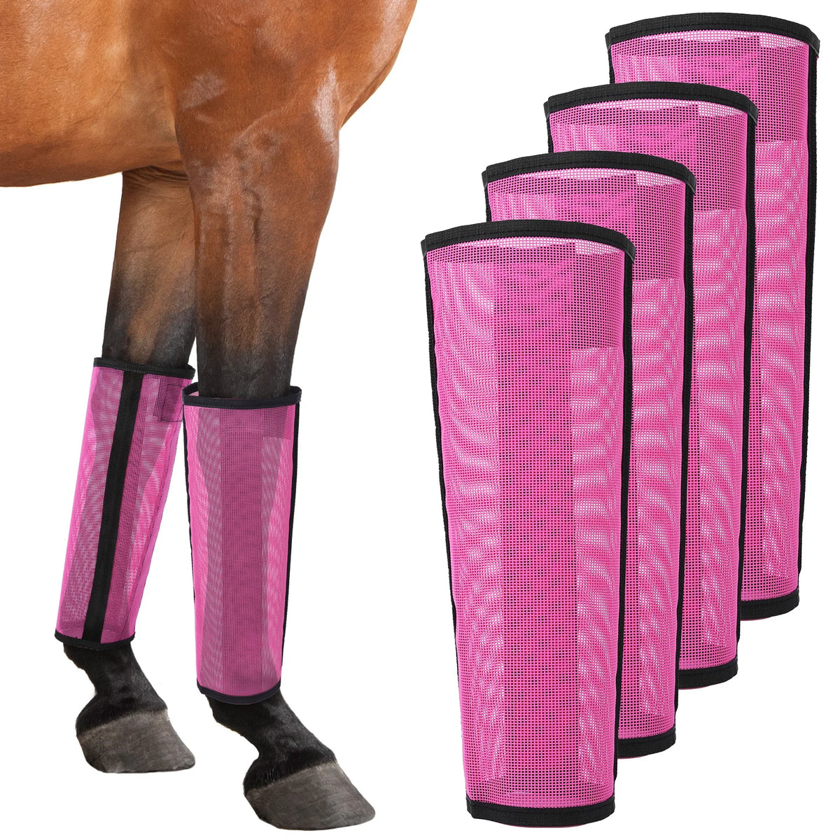 Set of 4 Horse Foot Protective Cover Protective Horse Leg Wraps Mesh Fly Boots for Horse for Preventing Flies Mosquitoes Bite