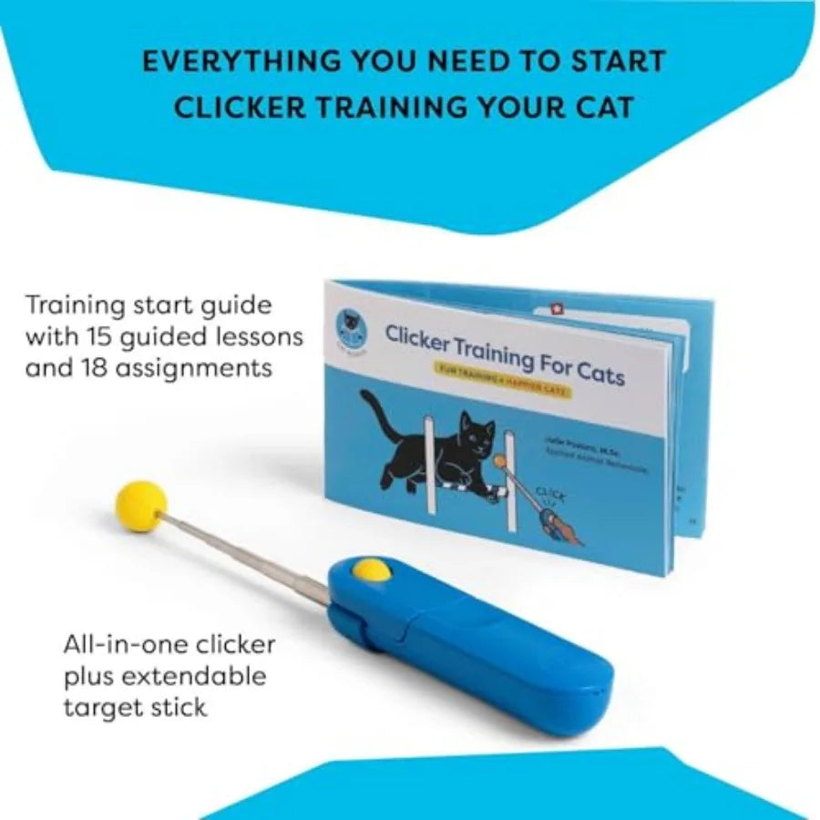 Cat Training Clicker with Detachable Wearable Finger Clicker and Target Stick Positive Reinforcement Training Tool for Cats Ide