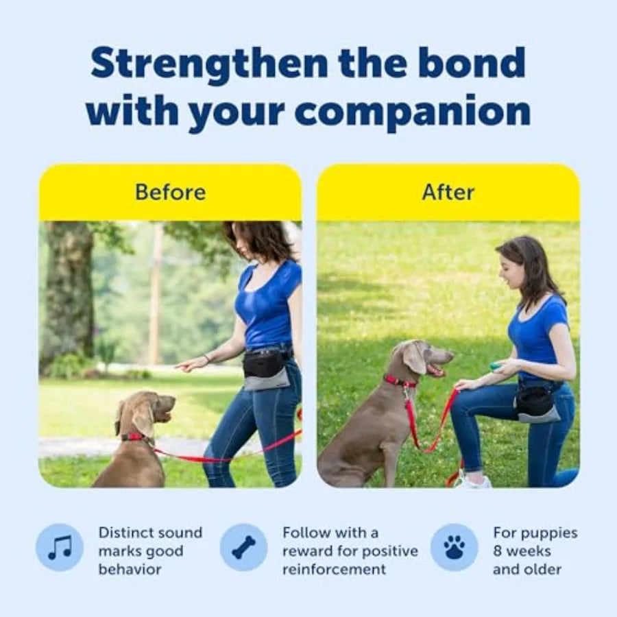 Clik-R Dog Training Clicker, Blue Ergonomic and Easy to Hold Clicker with Comfort Finger Band Marks Good Behavior Instantly