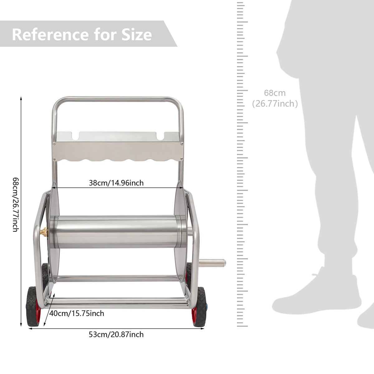 Garden Hose Storage Rack 328FT Capacity, Hose Reel Cart with Wheels, Portable Hand-Crank Water Hose Holder