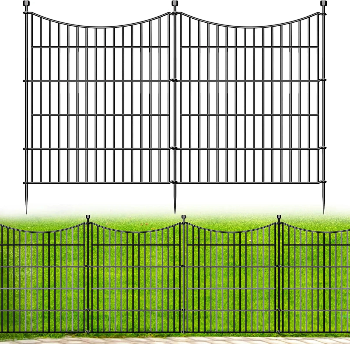 32"H x 23.6'L Rustproof Metal Garden Fence, No-Dig Dog Fence for Yard, Decorative Border Edging