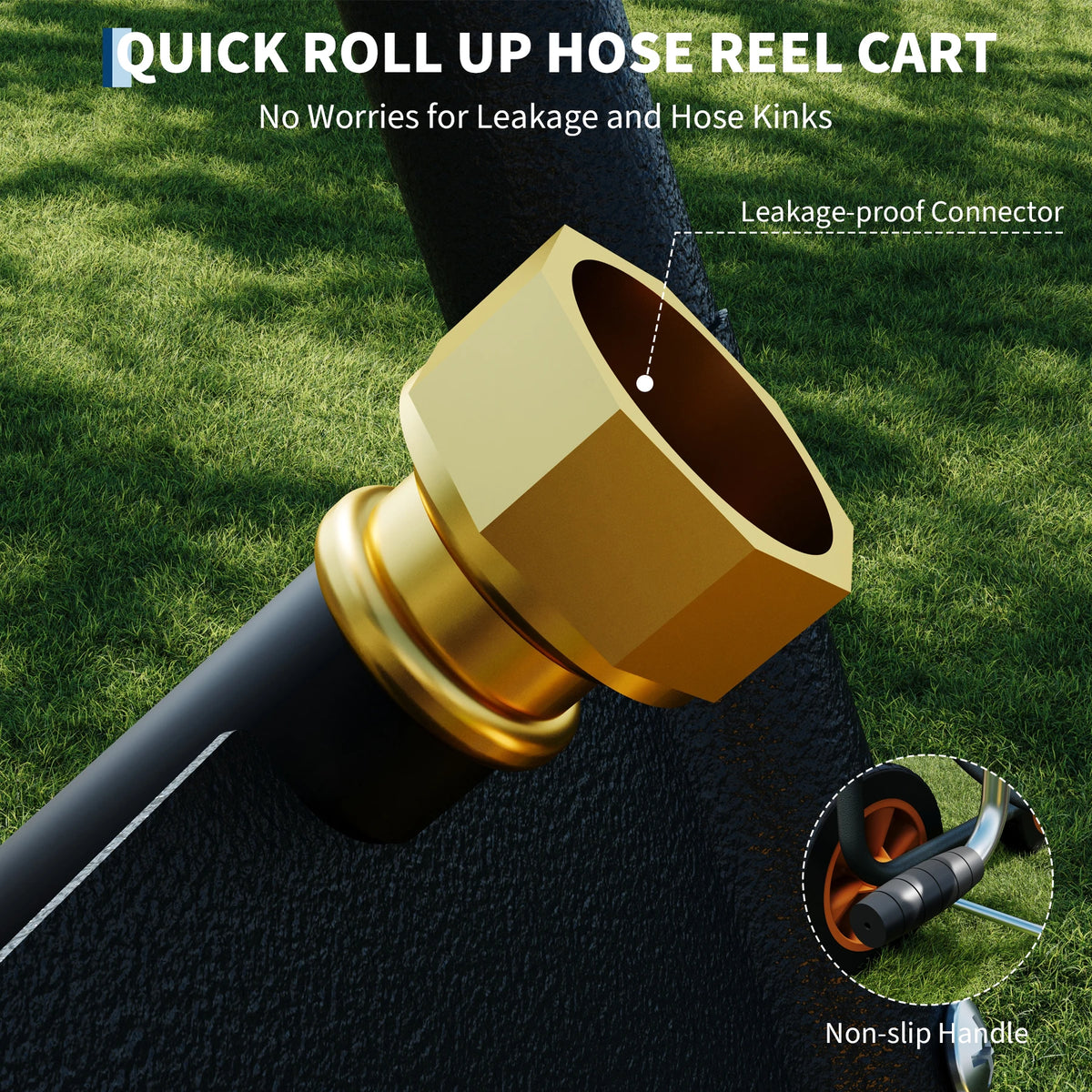 Upgrade Hose Reel Cart Garden Hose Cart 4 Wheels  300FT Capacity with Buckle 1.8m 20mm Hose Outdoor Water Hose Storage Trolley Easy Assembly – For Lawn, Yard, Patio, Car Washing