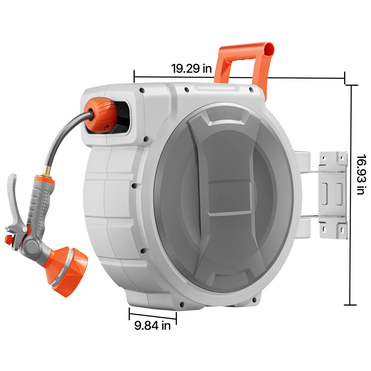 SucceBuy 5/8 Inch x 100ft Retractable Garden Hose Reel with 9 Patterns Nozzle Upgraded Slow Return System and 180°Swivel Bracket