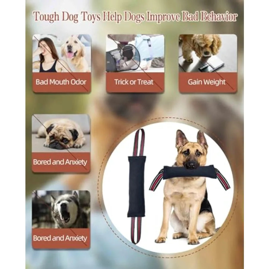 Tug Toy for Dogs Tug of War Dog Toy with 2 Strong Red Band Handles Lasting Training Equipment Puppy to Large Dogs Interactive T
