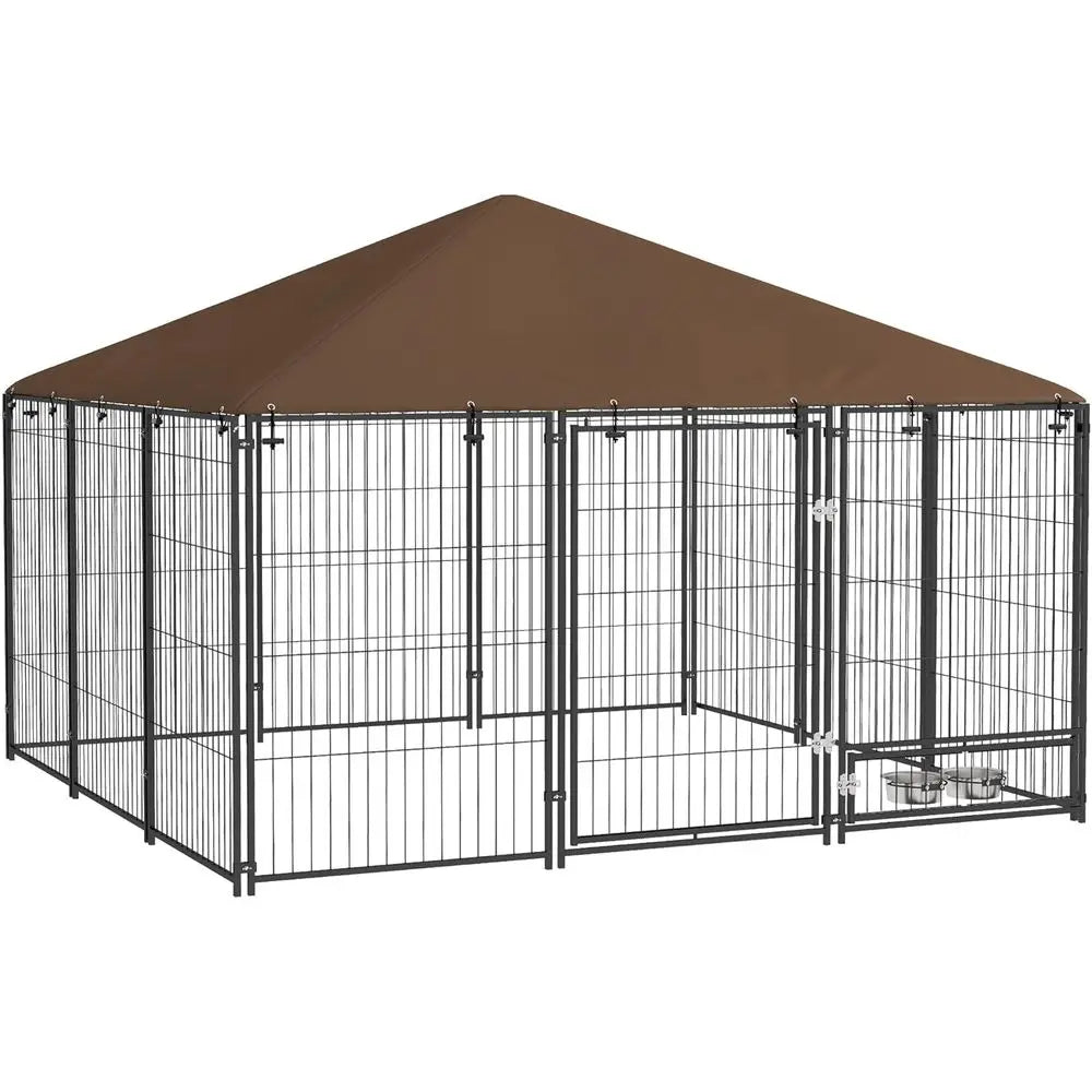 Outside Dog Kennel, 7' x 7' x 5' Puppy Play Pen with , Garden Playpen ence Crate Enclosure Cage Rotating Bowl, or Dogs, Chickens