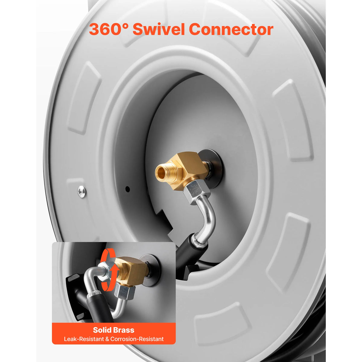 VEVOR Pressure Washer Hose Reel Retractable Power Heavy-Duty Steel Washer Hose Reel 3200PSI Max for Car Washing Garden