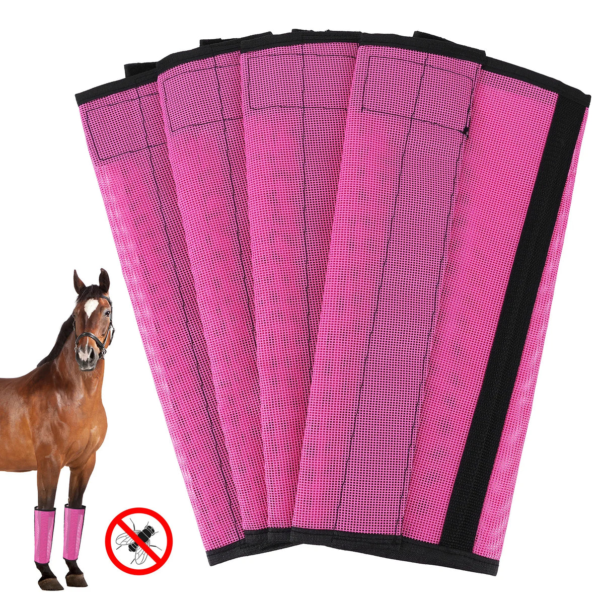 4Pcs Horse Foot Protective Cover Breathable Mesh Horse Boots Mesh Fly Boots for Horse for Preventing Flies Mosquitoes Bite