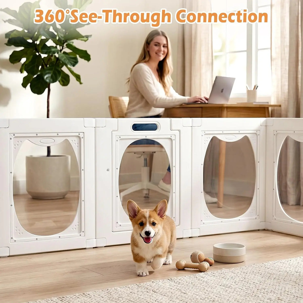 Clear Acrylic Dog Playpen, 12 Panels Indoor Puppy Fence for Small Pets