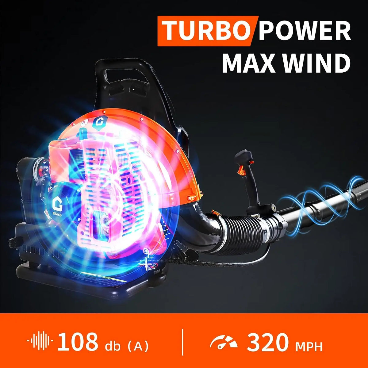 62CC Gas Backpack Leaf Blower, 880 CFM 320 MPH, Professional Yard Cleanup Blower for Lawn Care, Leaves & Debris