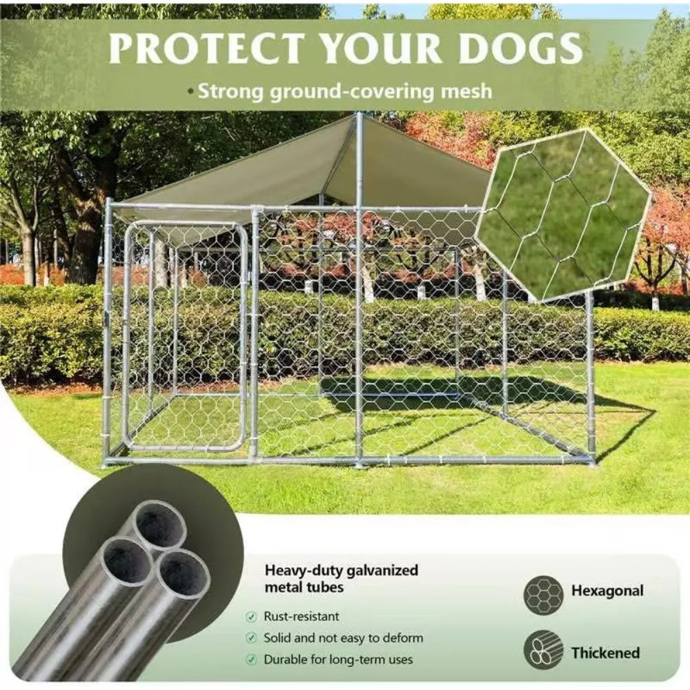 Outdoor Dog Kennel: Galvanized Steel, Water & UV-Resistant, Dog Run/Playpen, 90L x 90W x 63H