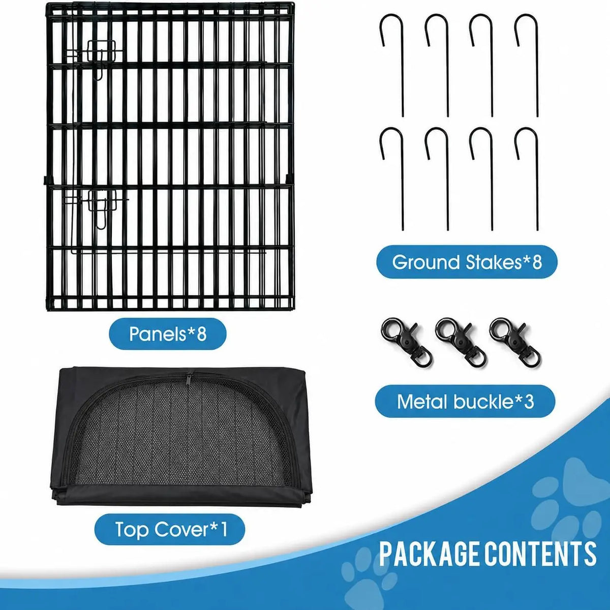 30" 8-Panel Metal Dog Playpen with Top Cover, Foldable & Rustproof, Recycled Material