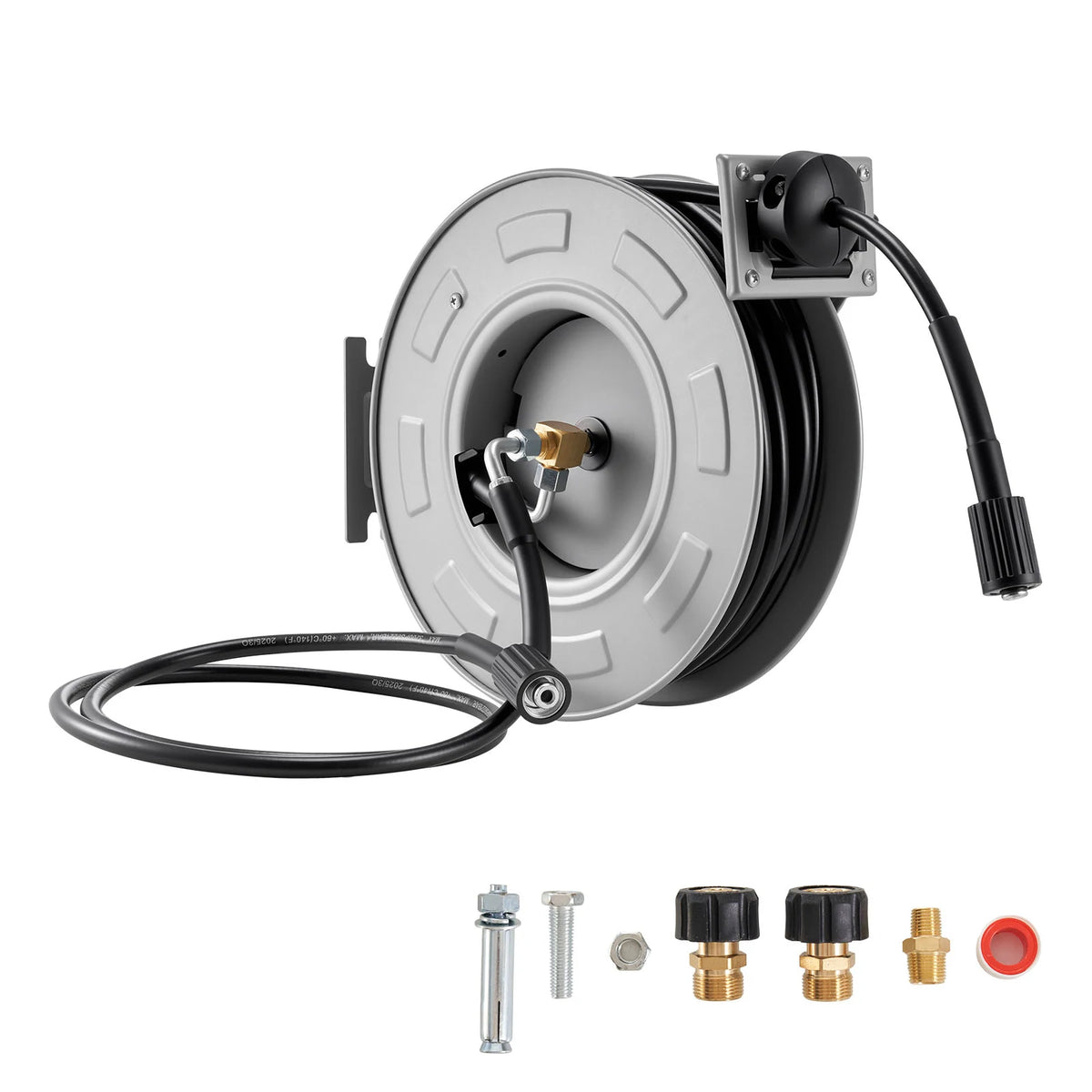 VEVOR Pressure Washer Hose Reel Retractable Power Heavy-Duty Steel Washer Hose Reel 3200PSI Max for Car Washing Garden