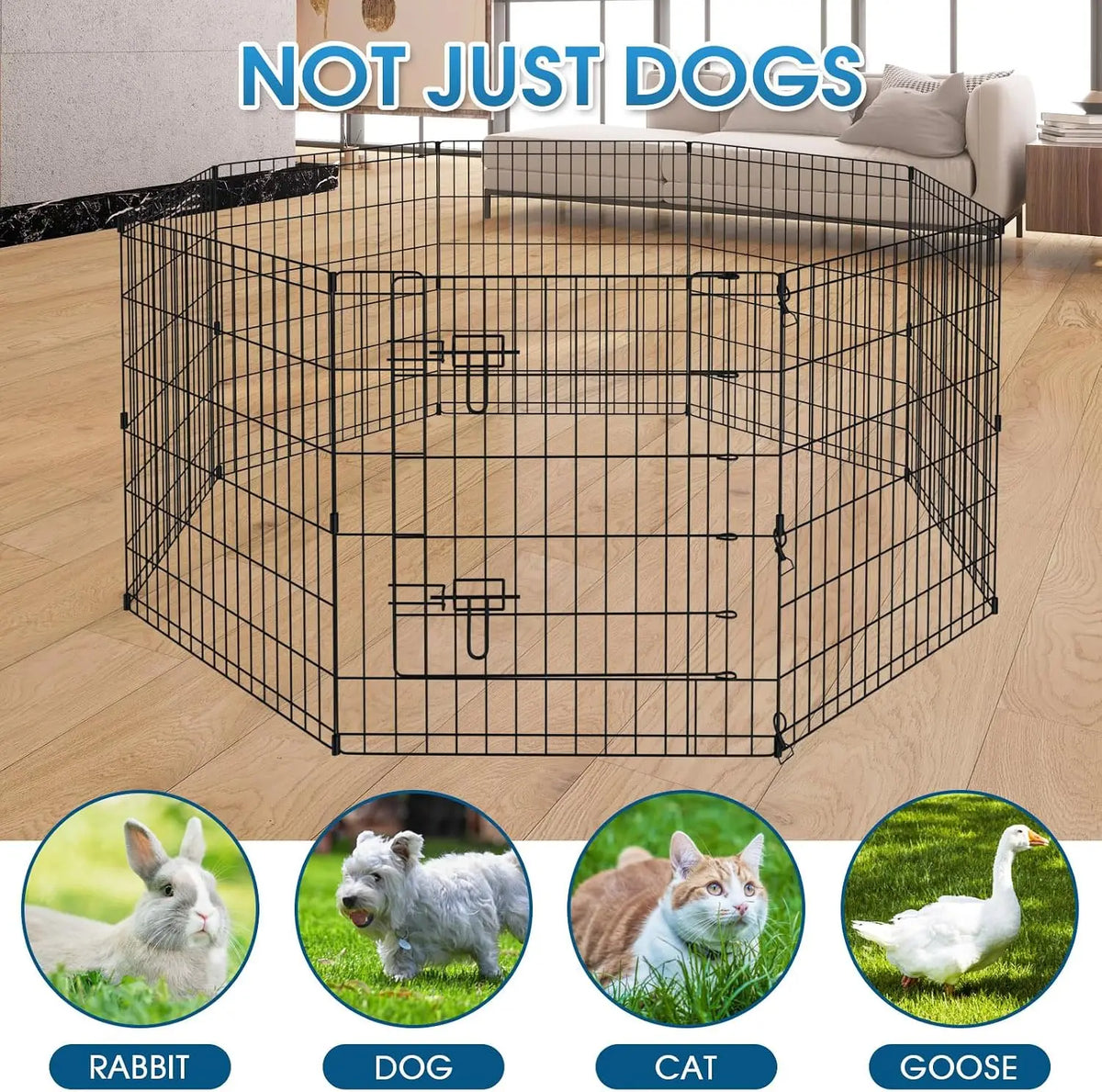 30" 8-Panel Metal Dog Playpen with Top Cover, Foldable & Rustproof, Recycled Material