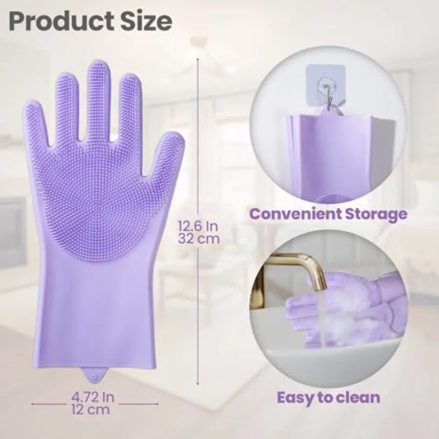 Pet Grooming Gloves 1 Pair: Soft and Gentle Silicone Dog Washing Gloves - Bathing Scrubber Brush Mitt Grooming Shedding Fur Rem