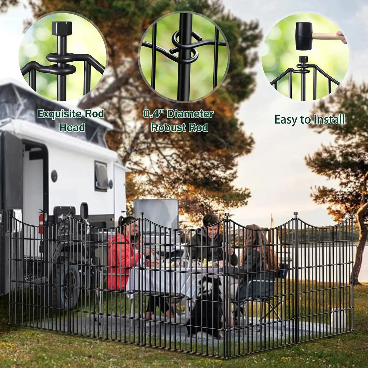 32"H x 23.6'L Rustproof Metal Garden Fence, No-Dig Dog Fence for Yard, Decorative Border Edging