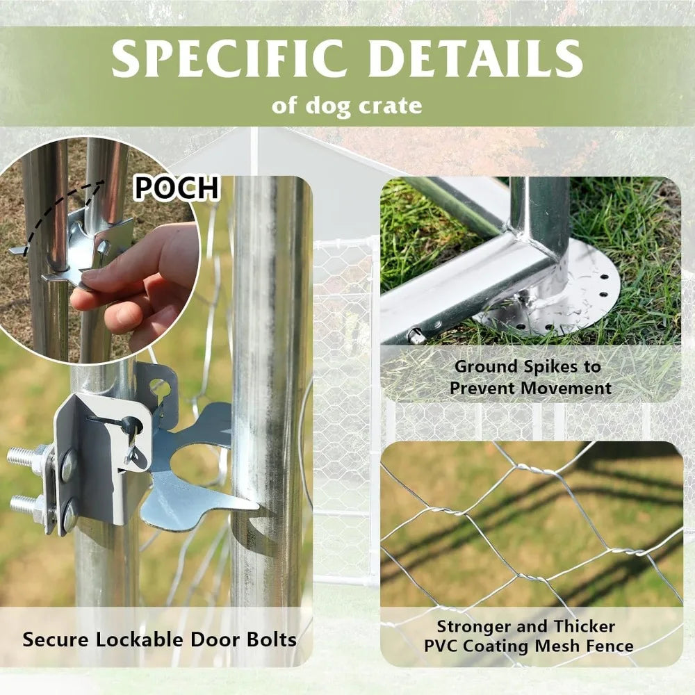Outdoor Dog Kennel: Galvanized Steel, Water & UV-Resistant, Dog Run/Playpen, 90L x 90W x 63H