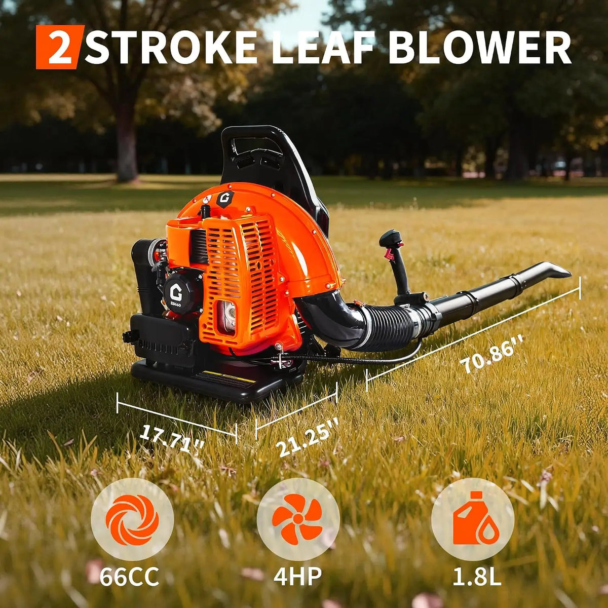 62CC Gas Backpack Leaf Blower, 880 CFM 320 MPH, Professional Yard Cleanup Blower for Lawn Care, Leaves & Debris