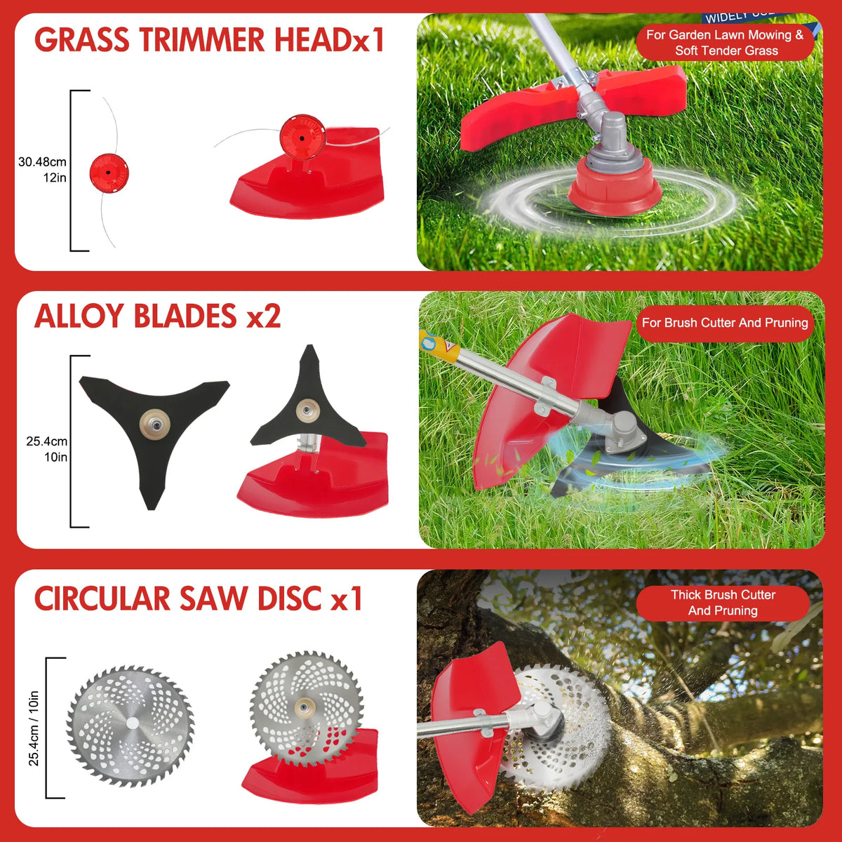 52cc Gasoline Lawn Mower 2-Stroke 4-in-1 Adjustable Grass Cutting Straight Shaft Gas Power Weed Eater with 4 Trimmer Heads