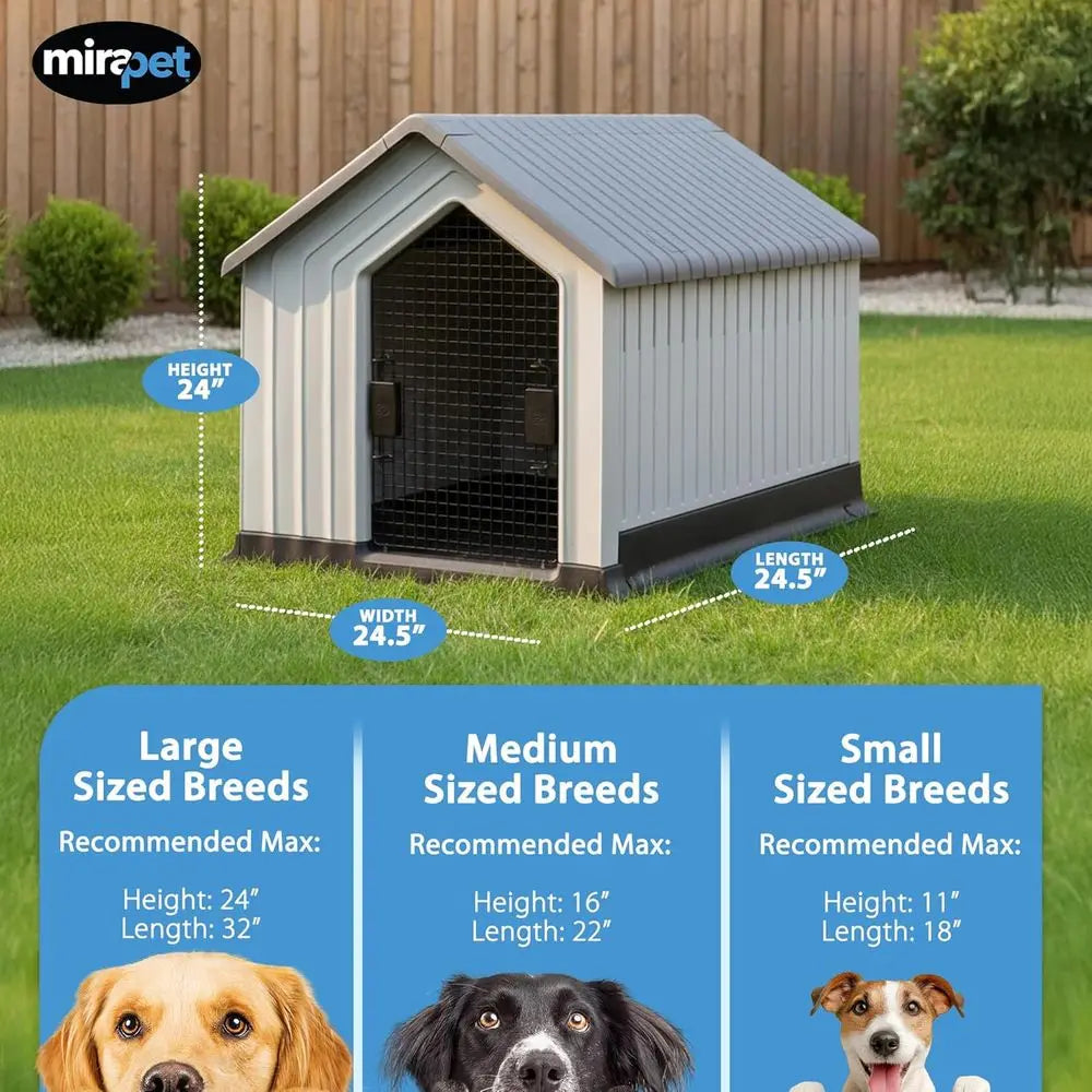 Durable Waterproo Plastic Dog House or Small to Large Sized Dogs, Indoor Outdoor Use Doghouse - Comortable Retreat or Your Pet (